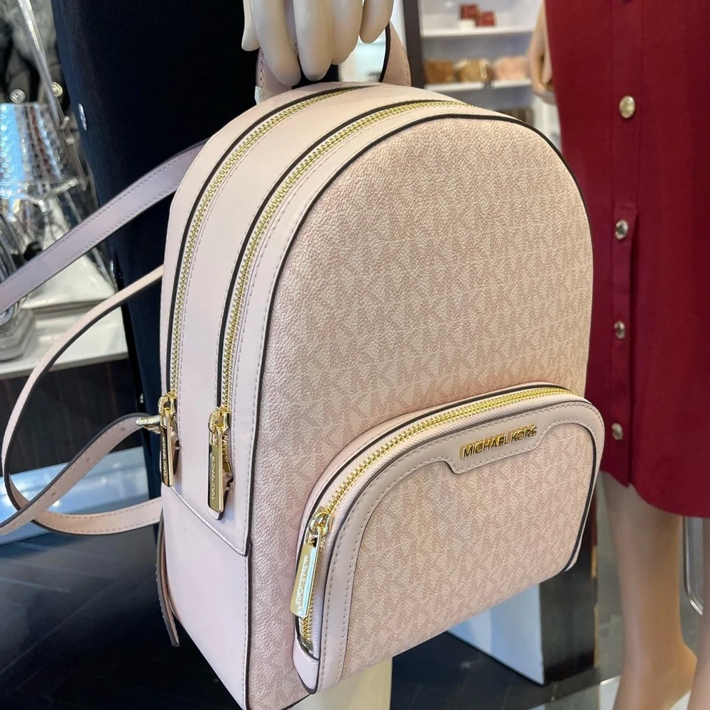 MICHAEL KORS Jaycee Medium Signature Logo Backpack POWDER BLUSH NWT